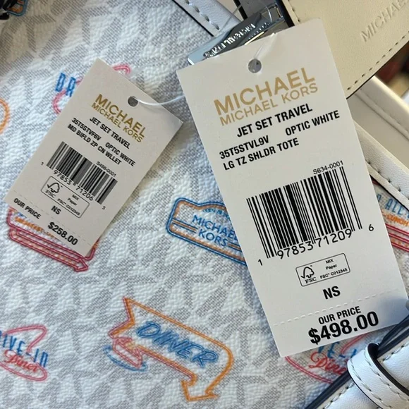 MICHAEL KORS JST Lg Printed Logo Tote Bag & MK JST Md Prntd Logo Bi-Fold Wallet - Picture 9 of 16